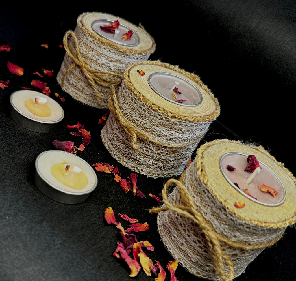 Tea light candle with holder