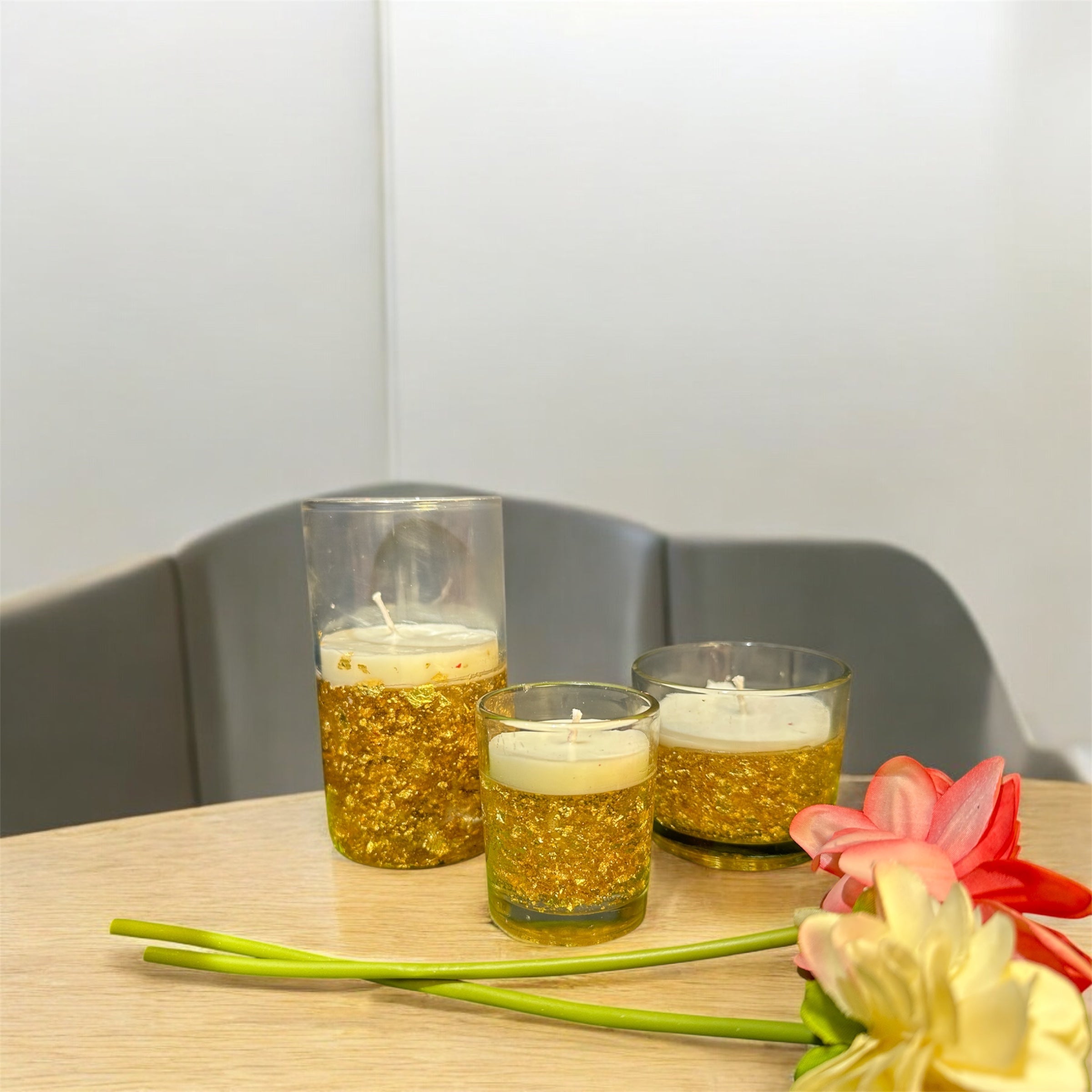 Golden Flake Glass Jar Candles